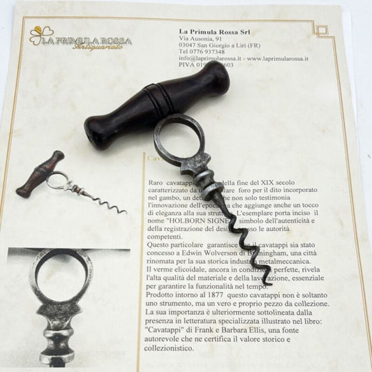 Cavatappi antico inglese da collezione d'epoca vintage tirebouchon 800 anno 1877 Categoria Cavatappi