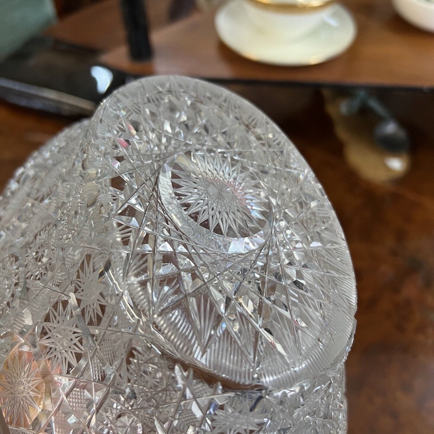 Centrotavola in Cristallo di Boemia molato vintage intagliato anni 70 Vintage Categoria Vetri e Cristalli