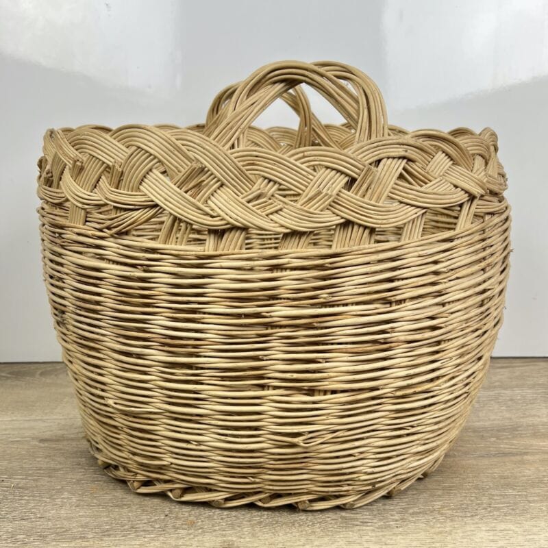 Cesta in Vimini intrecciato portabiancheria vintage con manici cestino shabby Categoria Vintage