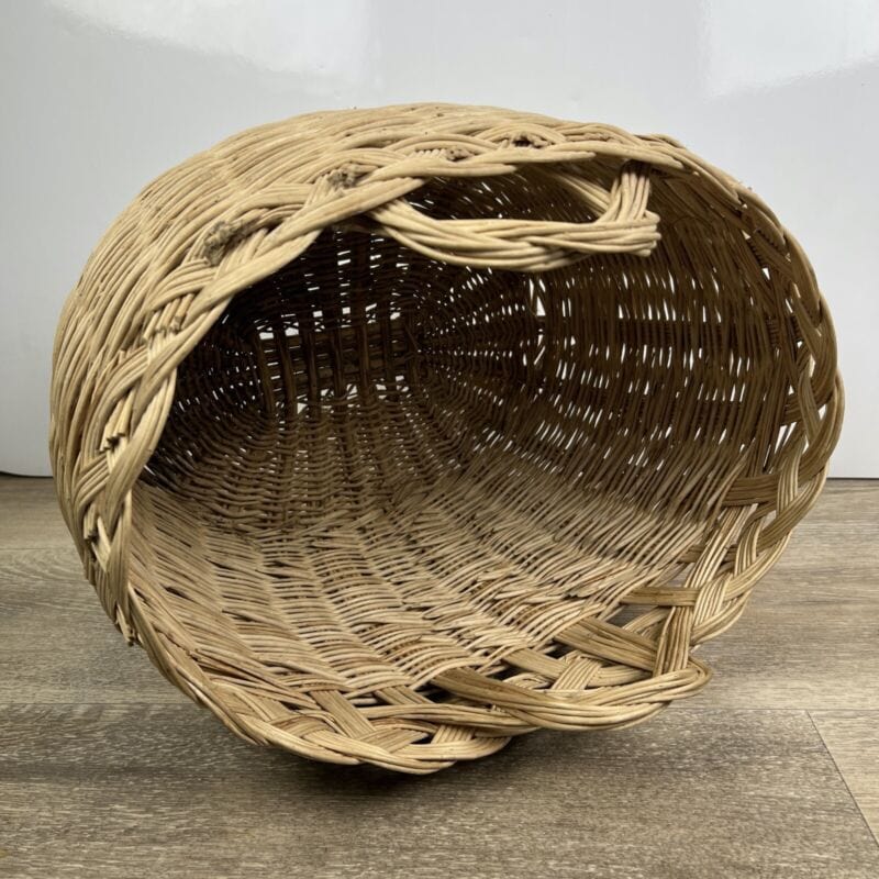 Cesta in Vimini intrecciato portabiancheria vintage con manici cestino shabby Categoria Vintage