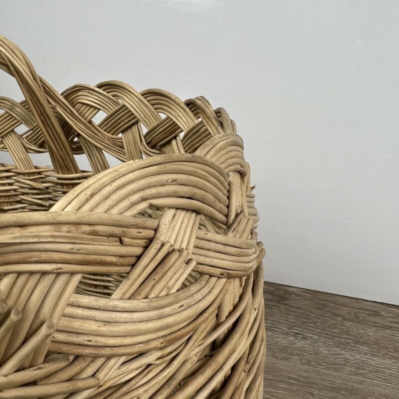 Cesta in Vimini intrecciato portabiancheria vintage con manici cestino shabby Categoria Vintage
