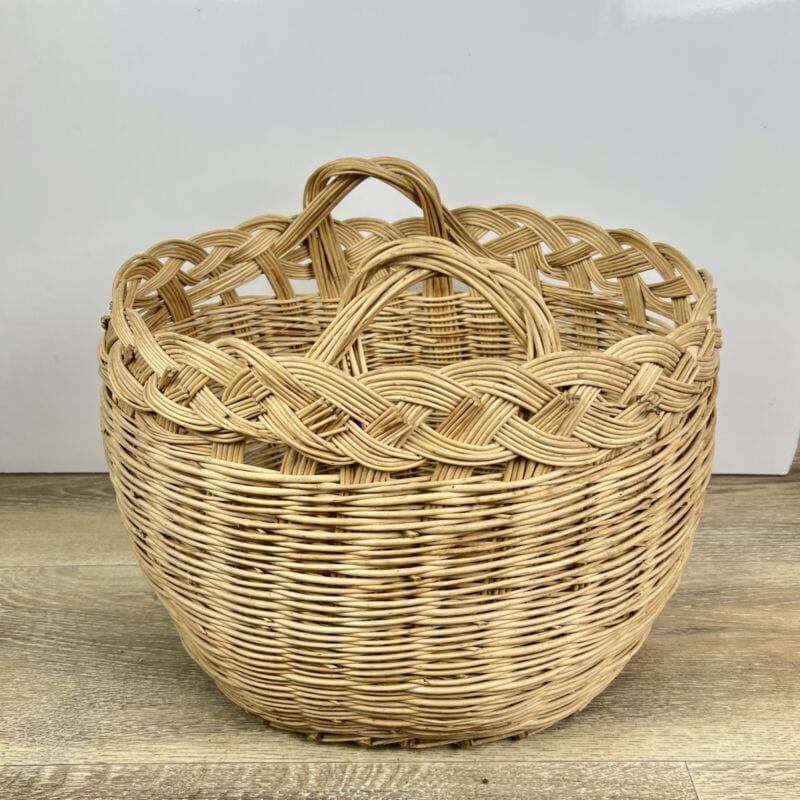 Cesta in Vimini intrecciato portabiancheria vintage con manici cestino shabby Categoria Vintage