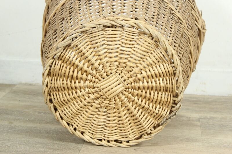 Cesta in Vimini portabiancheria vintage con manici cestino shabby chic rotondo Categoria Vintage