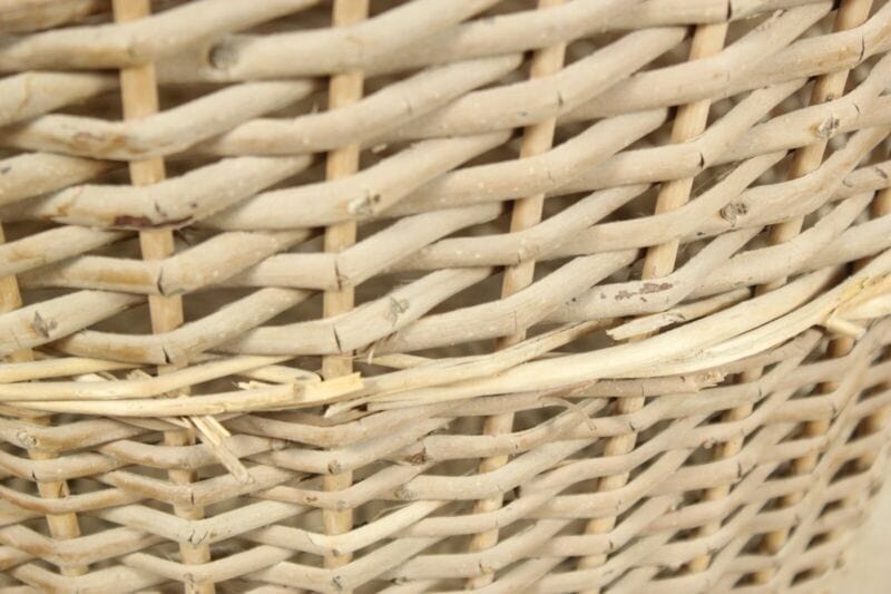 Cesta in Vimini portabiancheria vintage con manici cestino shabby chic rotondo Categoria Vintage