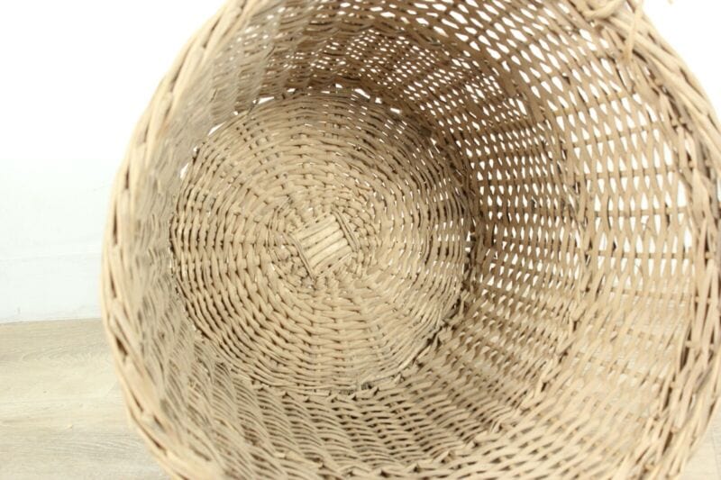 Cesta in Vimini portabiancheria vintage con manici cestino shabby chic rotondo Categoria Vintage
