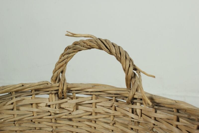 Cesta in Vimini portabiancheria vintage con manici cestino shabby chic rotondo Categoria Vintage