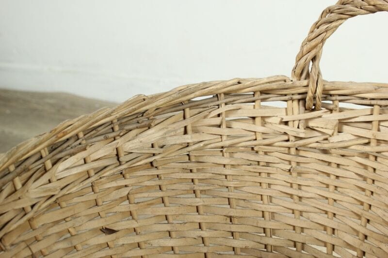 Cesta in Vimini portabiancheria vintage con manici cestino shabby chic rotondo Categoria Vintage