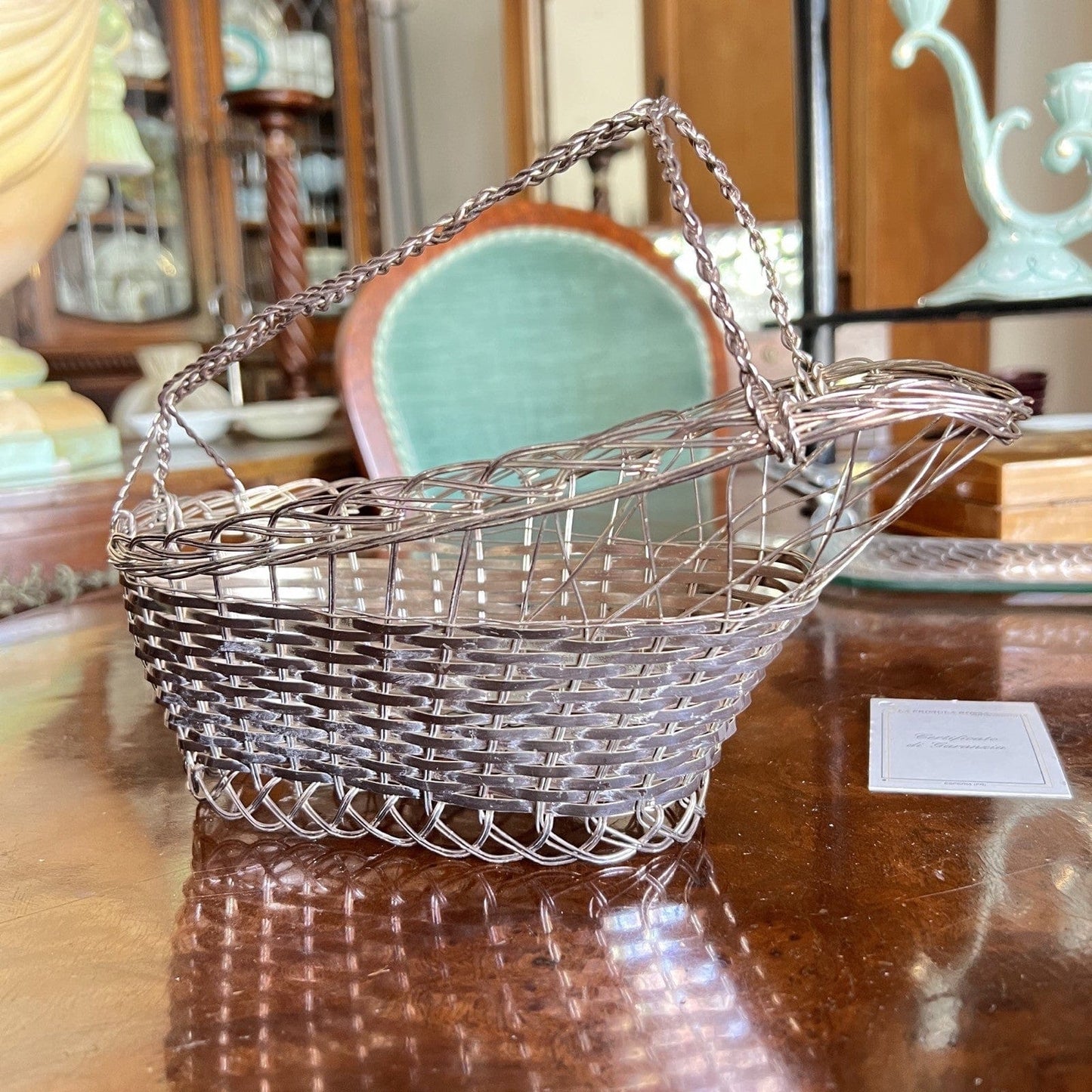 Cestino portabottiglia per vino vintage in Argento silver plated antico Francese Categoria Sheffield & Argento