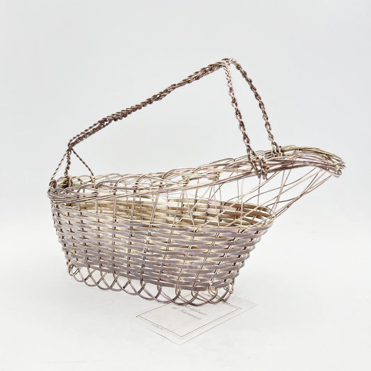 Cestino portabottiglia per vino vintage in Argento silver plated antico Francese Categoria Sheffield & Argento