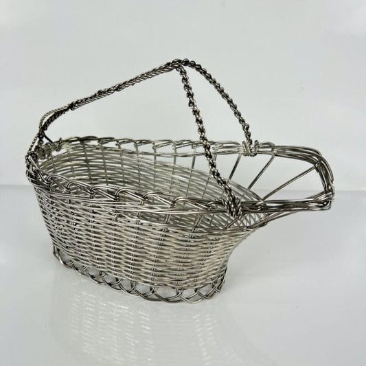 Cestino portabottiglia per vino vintage in Argento silver plated antico Francese Categoria Sheffield & Argento