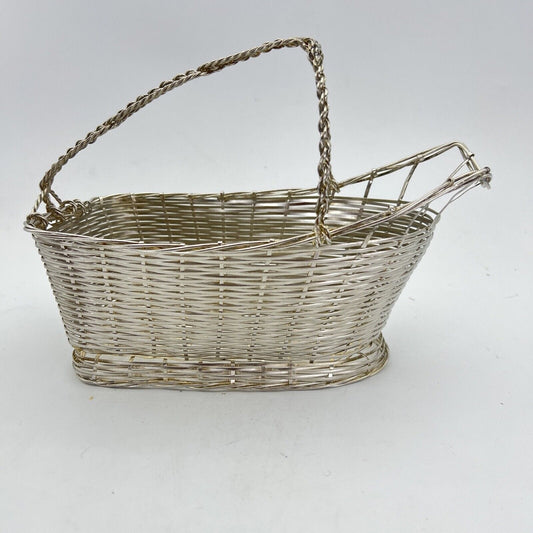 Cestino portabottiglia per vino vintage in Argento silver plated antico Francese Categoria Sheffield & Argento