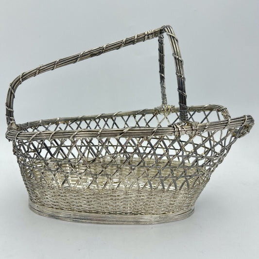 Cestino portabottiglia per vino vintage in Argento silver plated antico Francese Categoria Sheffield & Argento