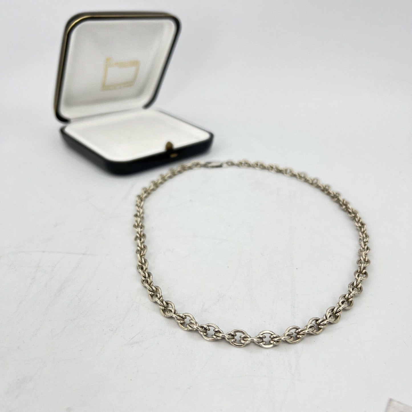 Collana da donna in argento 925 girocollo catena vintage collier a simil torchon Categoria Bigiotteria & Accessori
