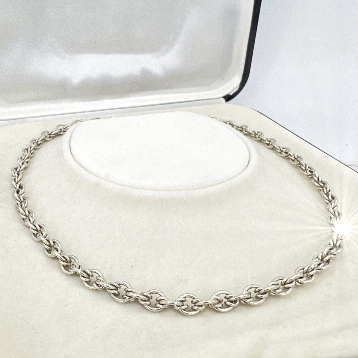 Collana da donna in argento 925 girocollo catena vintage collier a simil torchon Categoria Bigiotteria & Accessori