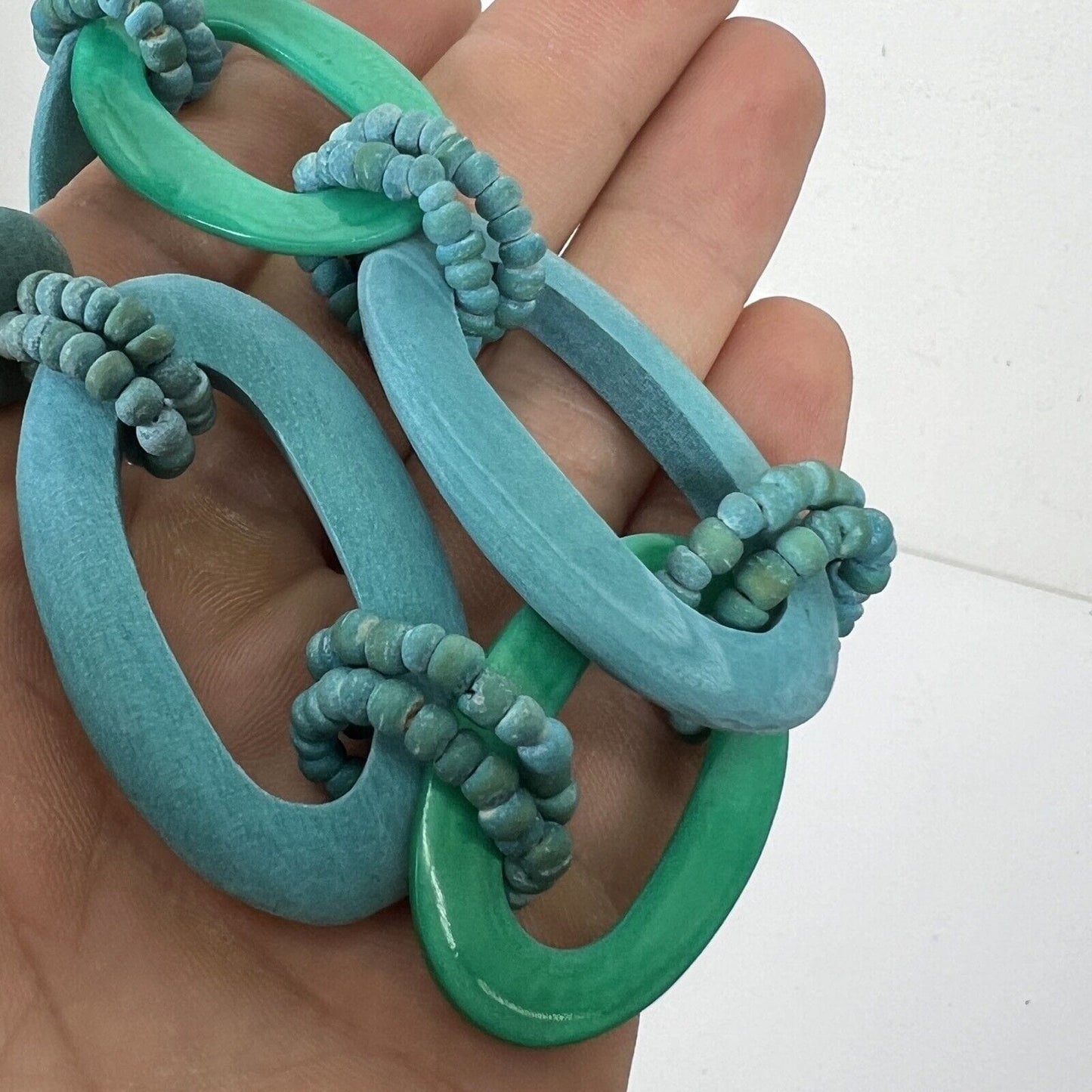 Collana da per donna color turchese Girocollo pendaglio a catena in legno Categoria Bigiotteria & Accessori