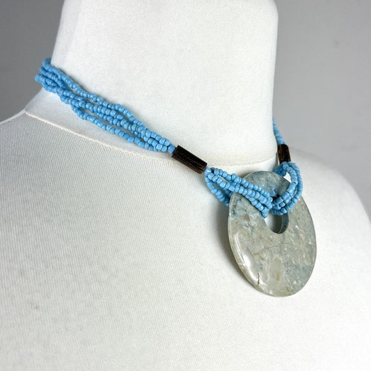 Collana da per donna color turchese Girocollo pendaglio in marmo Stile boho Categoria Bigiotteria & Accessori