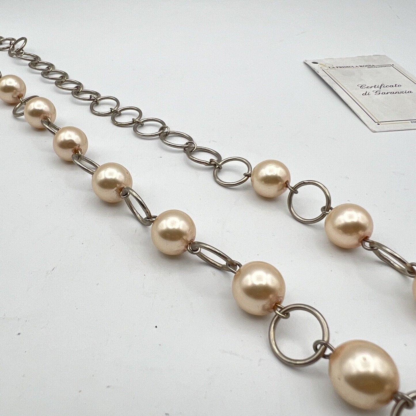 Collana lunga da per donna in simil perle rosa cipria Anni '70 '80 Catena Categoria Bigiotteria & Accessori