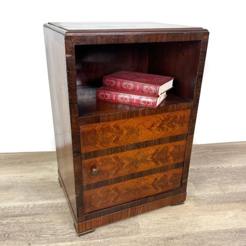 Comodino antico art deco mobile mobiletto vintage usato in legno modernariato Categoria Arredamento