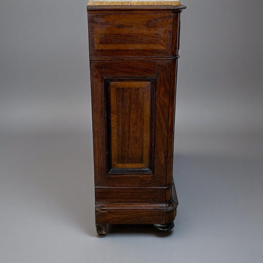 Comodino Antico in legno di piano marmo giallo Epoca 800 Mobiletto Italiano Categoria Comodini