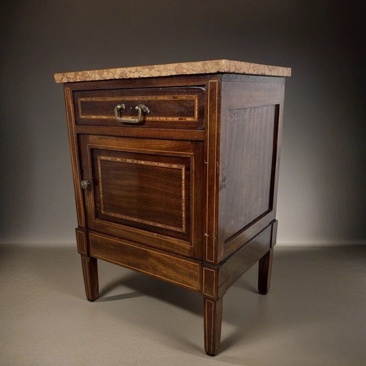 Comodino antico mobiletto mobile in legno stile liberty porta telefono 900 marmo Categoria Comodini