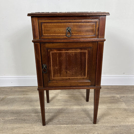 Comodino Antico Mobiletto mobile in legno stile Luigi XVI porta telefono marmo Categoria Comodini