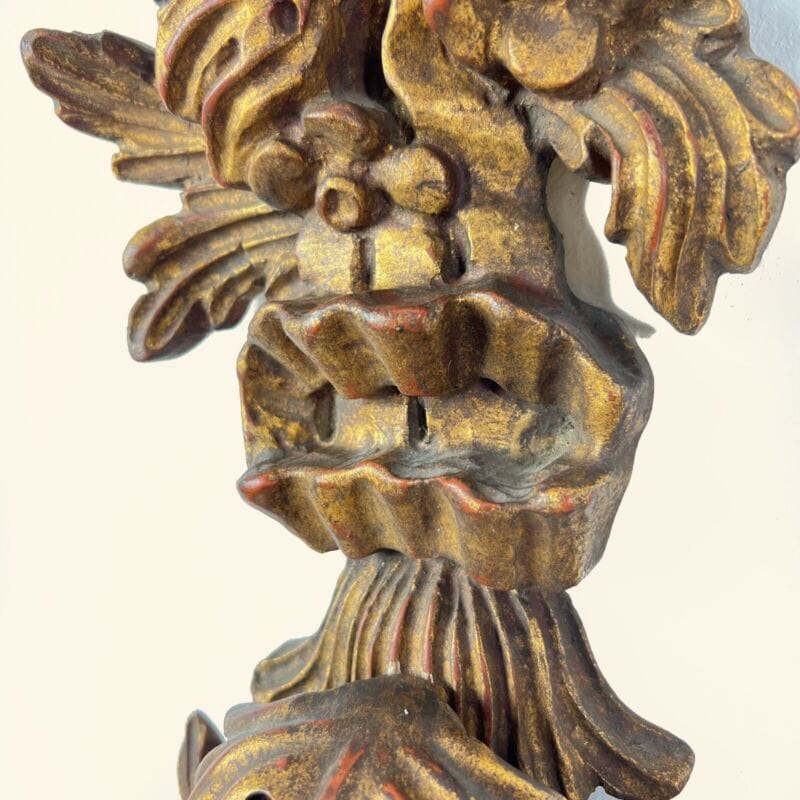 Coppia Applique antichi in legno dorato stile barocco Grande lampada da parete Categoria Lampade Appliques