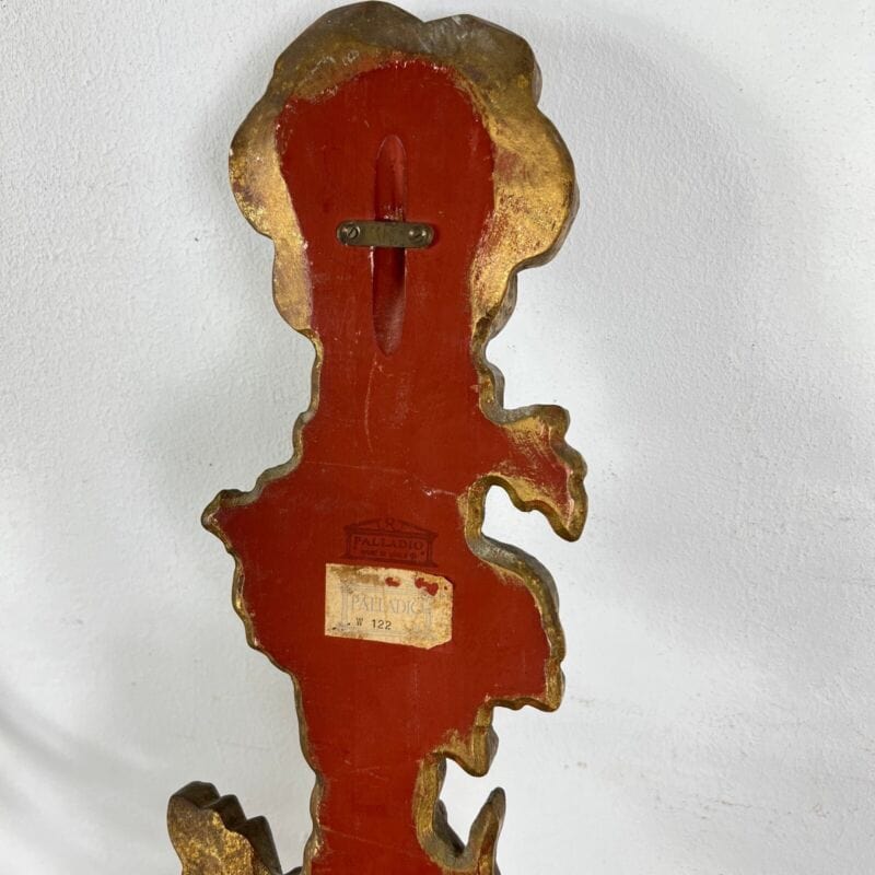 Coppia Applique antichi in legno dorato stile barocco Grande lampada da parete Categoria Lampade Appliques