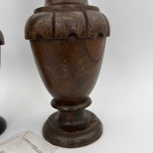 Coppia di Colonne Antiche Tornite Intagliate in legno Fregi per Restauro Liberty Categoria Cimase-Fregi-Intagli in legno