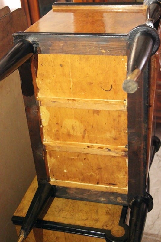 Coppia di comodini antichi in legno comodino Vintage anni '50 60 radica chiari Categoria Comodini
