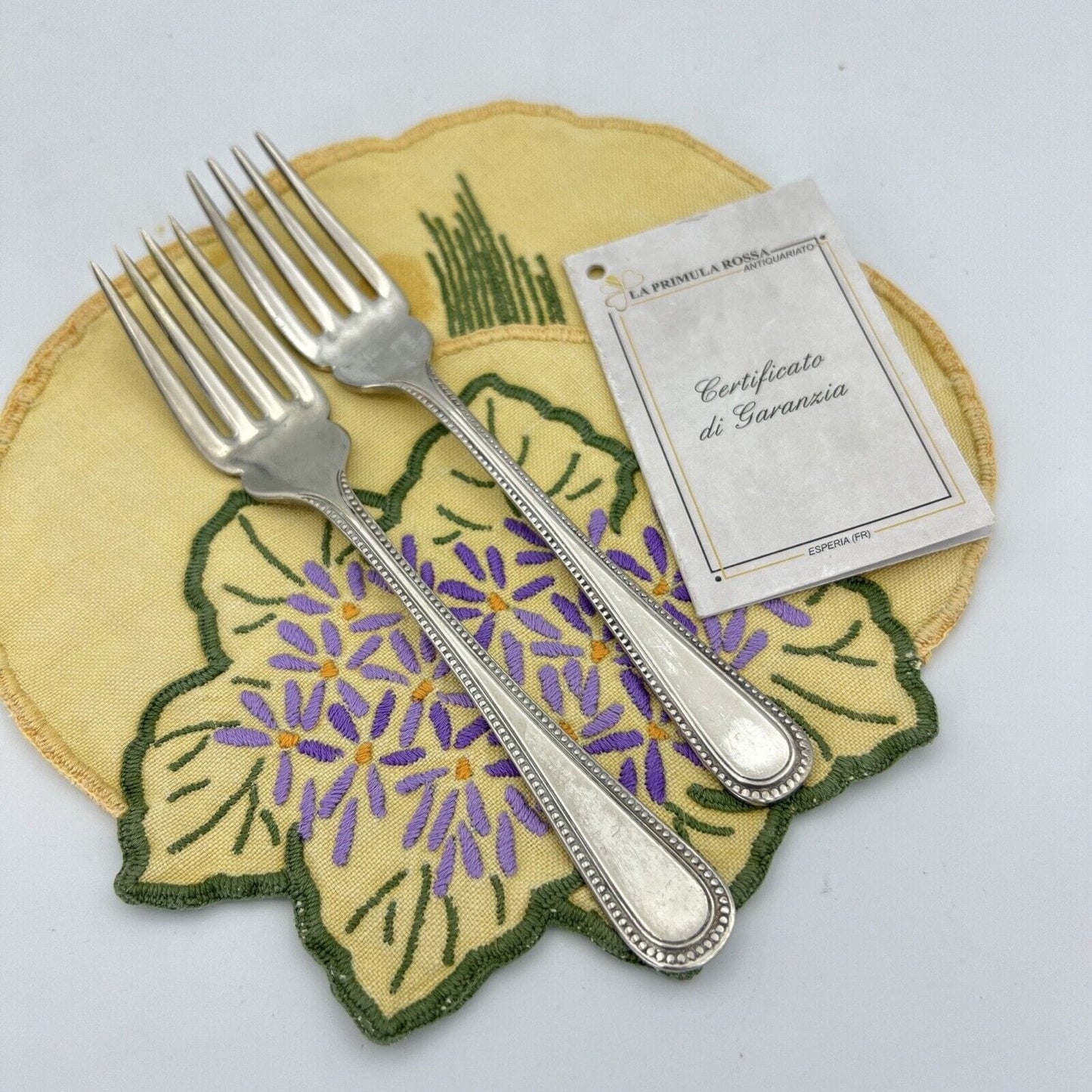 Coppia di forchette in Argento silver plated Sheffield Stile 800 Antiche Retrò Categoria Sheffield & Argento