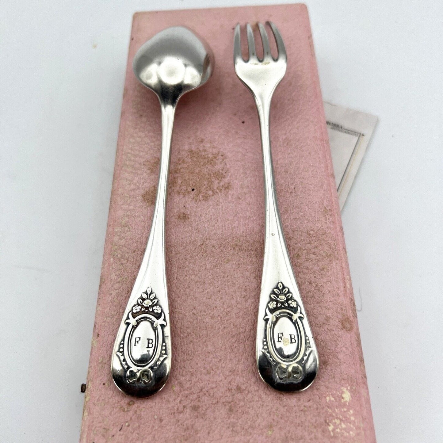 Coppia di Posate in argento placcato stile Christofle Forchetta Cucchiaio epoca Categoria Sheffield & Argento