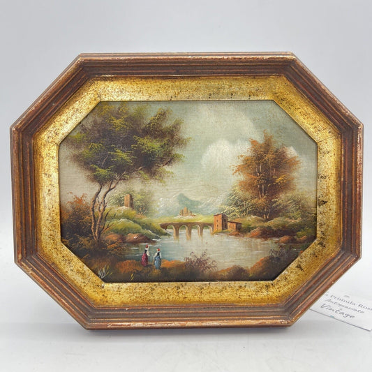 Coppia di quadretti antichi miniature dipinti olio su rame paesaggio Firmati Categoria Quadri