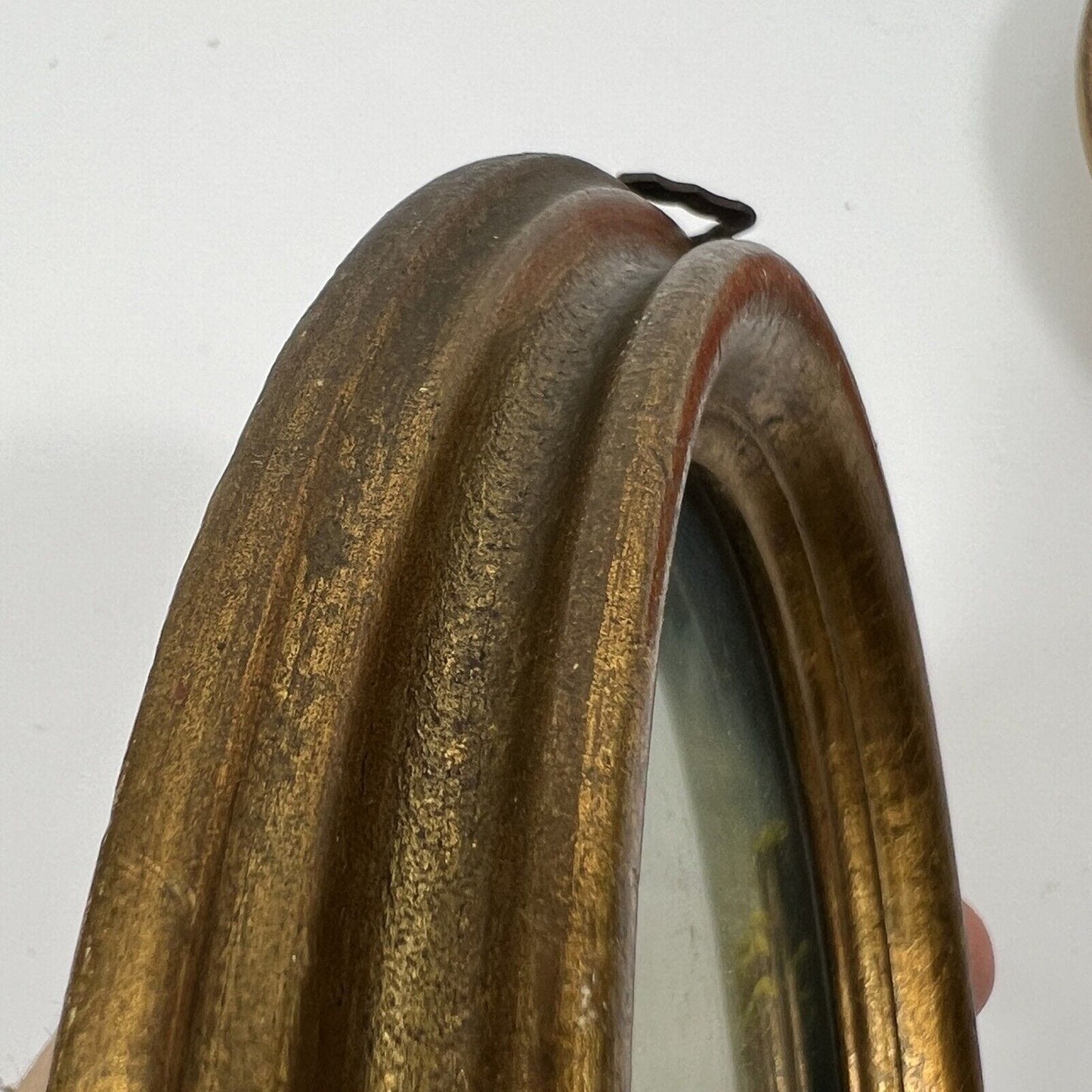 Coppia di quadretti antichi miniature ovali dipinti olio su rame paesaggio Categoria Quadri