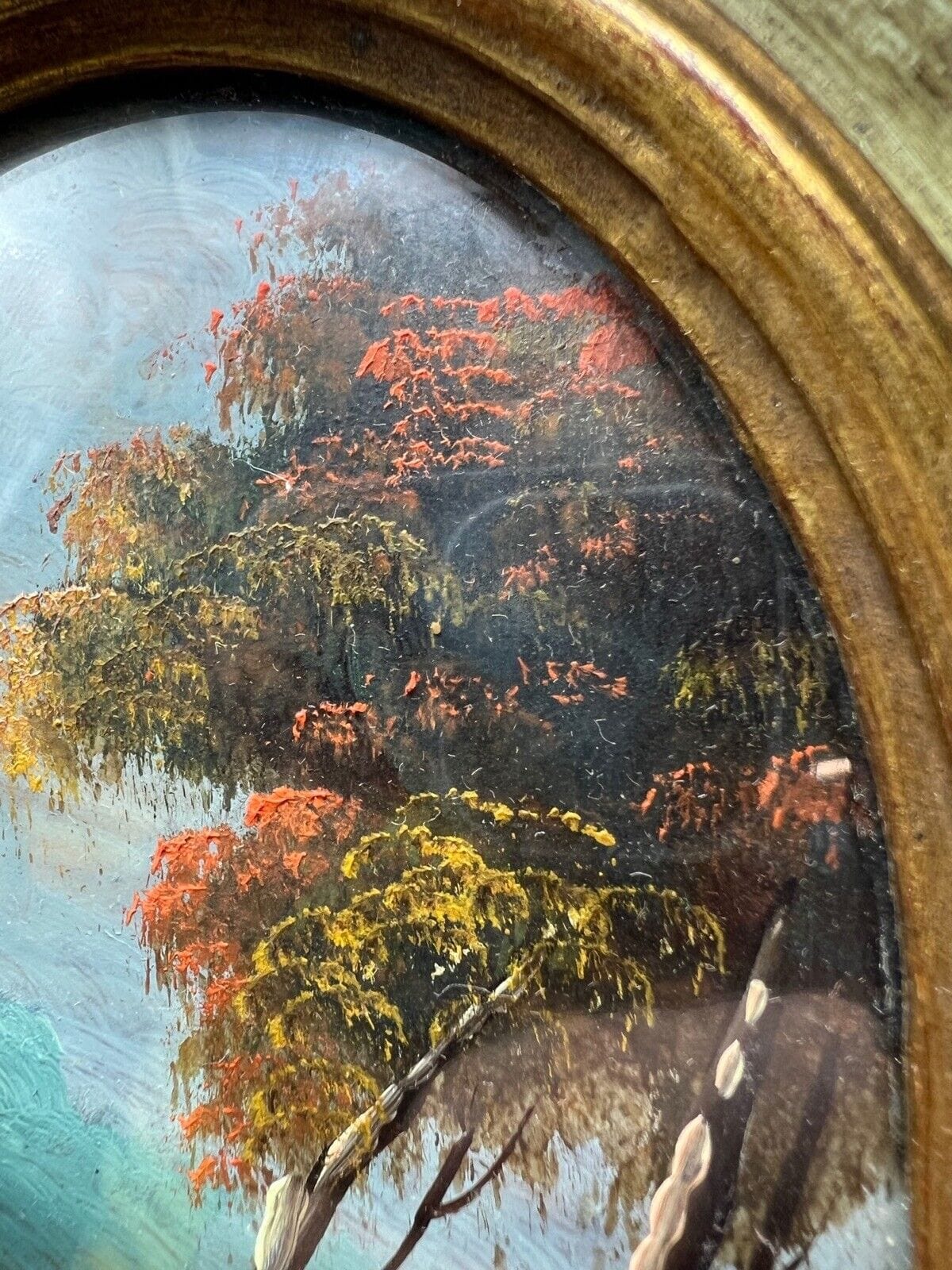 Coppia di Quadretti antichi miniature ovali paesaggio dipinti a olio Firmati Categoria Quadri