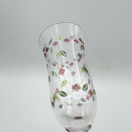 Coppia Flute Vintage calici Bicchieri in vetro inciso e dipinto da Champagne Categoria Vetri e Cristalli