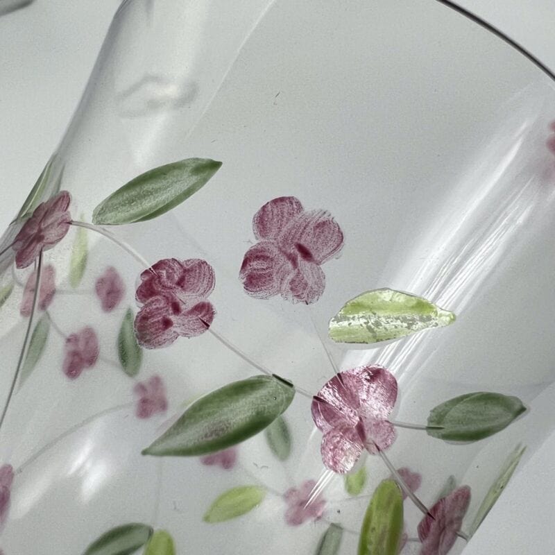 Coppia Flute Vintage calici Bicchieri in vetro inciso e dipinto da Champagne Categoria Vetri e Cristalli