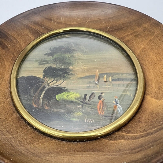 Coppia quadretti a olio su rame antiche miniature firmate ovali dipinti 900 Categoria Quadri
