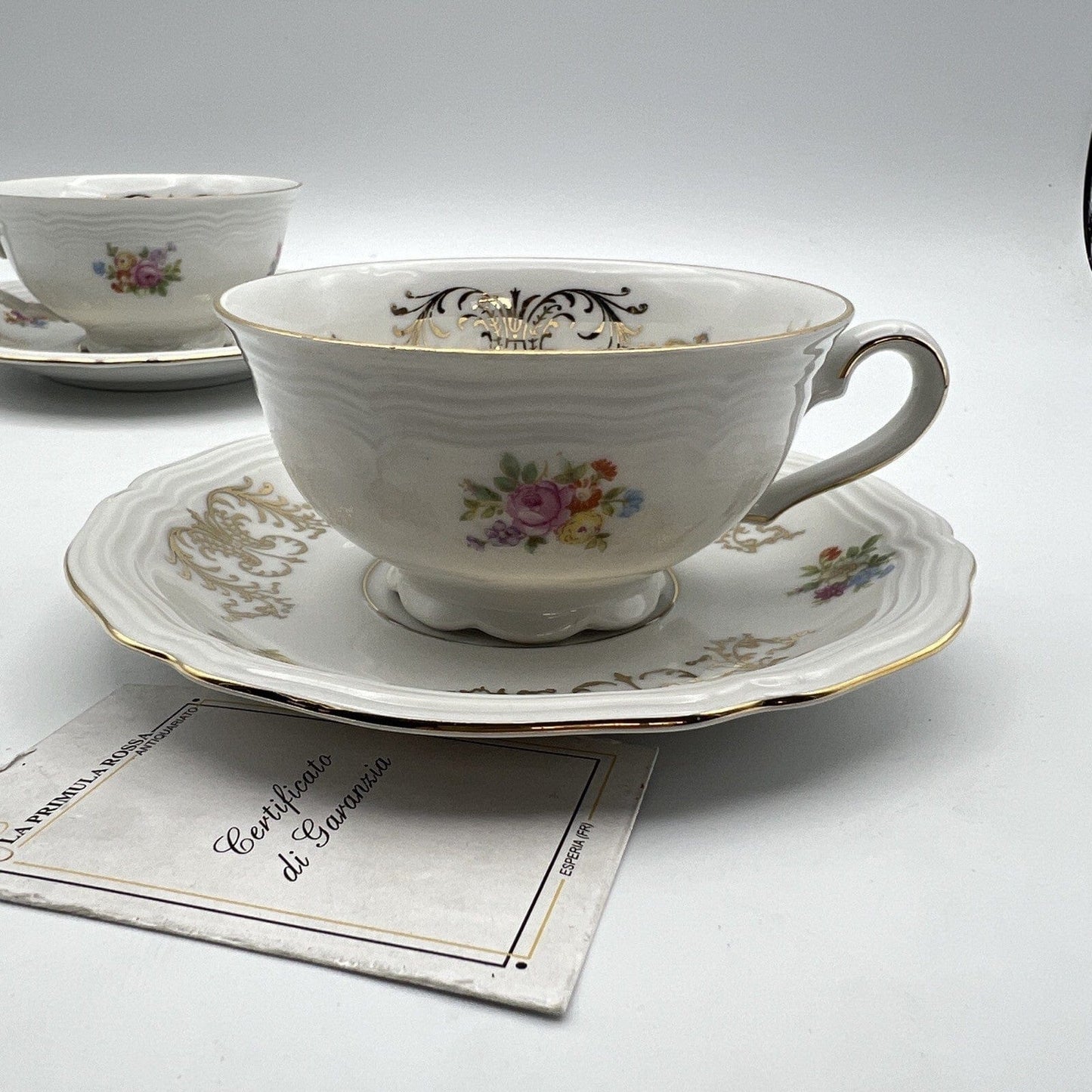 Coppia tazza da tè the antica con piattino in porcellana vintage Bavaria fiori Categoria Servizio tazze - Tazze