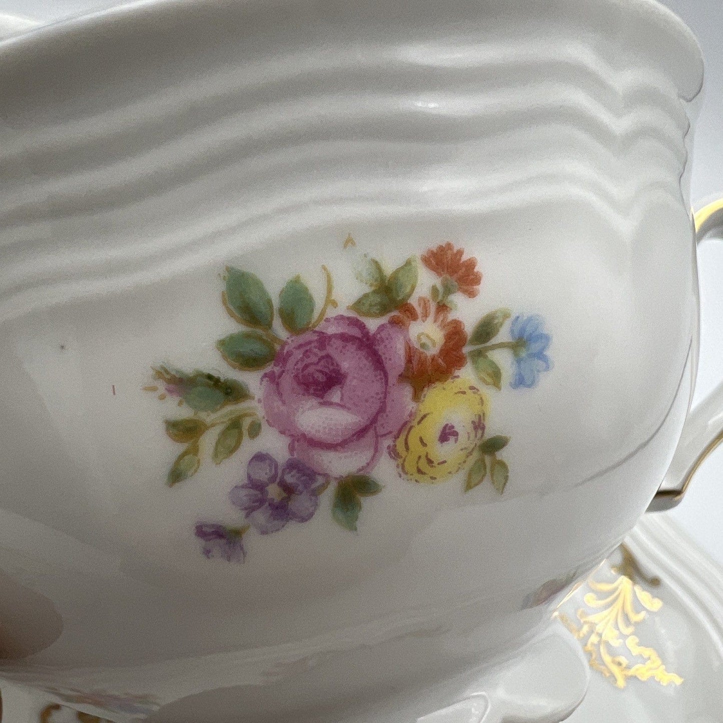 Coppia tazza da tè the antica con piattino in porcellana vintage Bavaria fiori Categoria Servizio tazze - Tazze