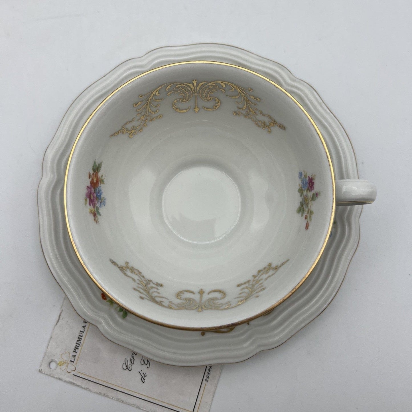 Coppia tazza da tè the antica con piattino in porcellana vintage Bavaria fiori Categoria Servizio tazze - Tazze