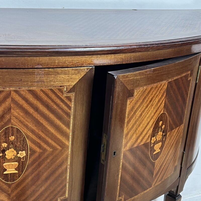 Credenza antica bombata intarsiata mobile in legno servante Consolle Mezzaluna Categoria Servante - Servantini