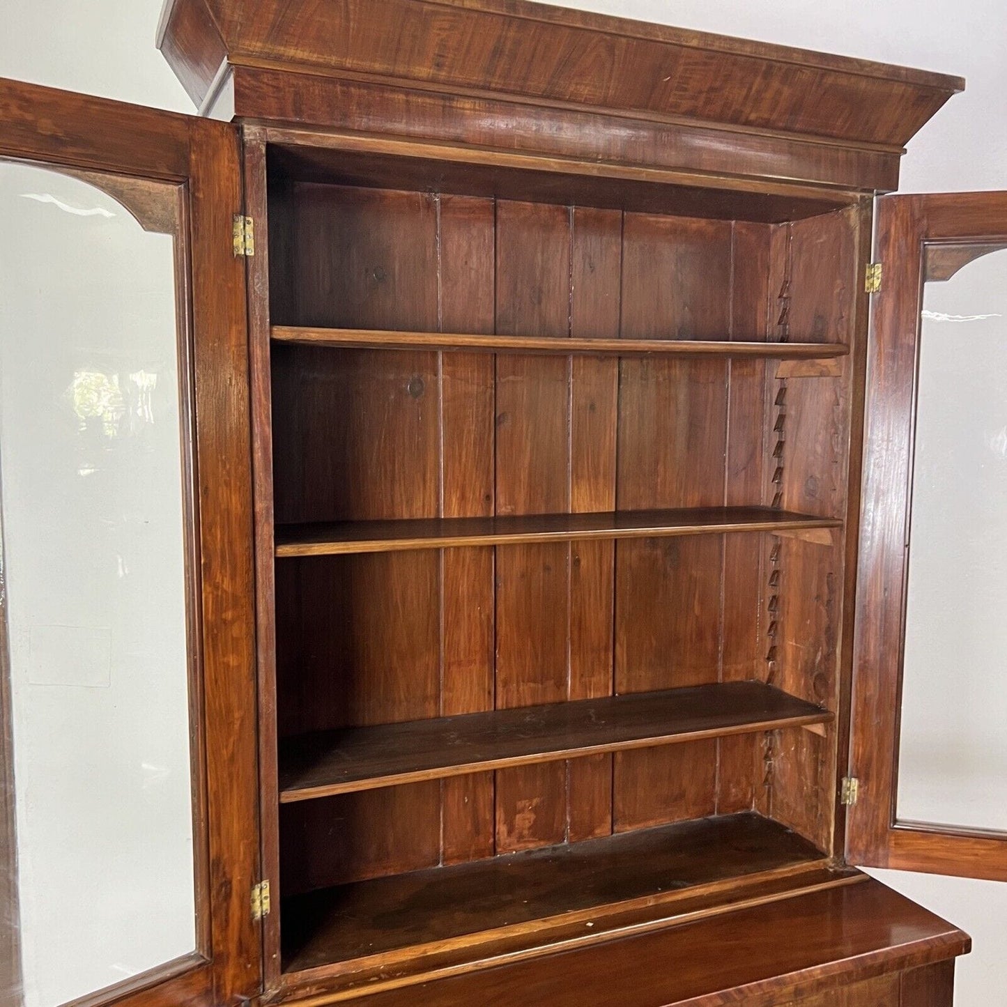 Credenza antica mobile libreria vetrina d'epoca 800 inglese in legno di mogano Categoria Vetrine