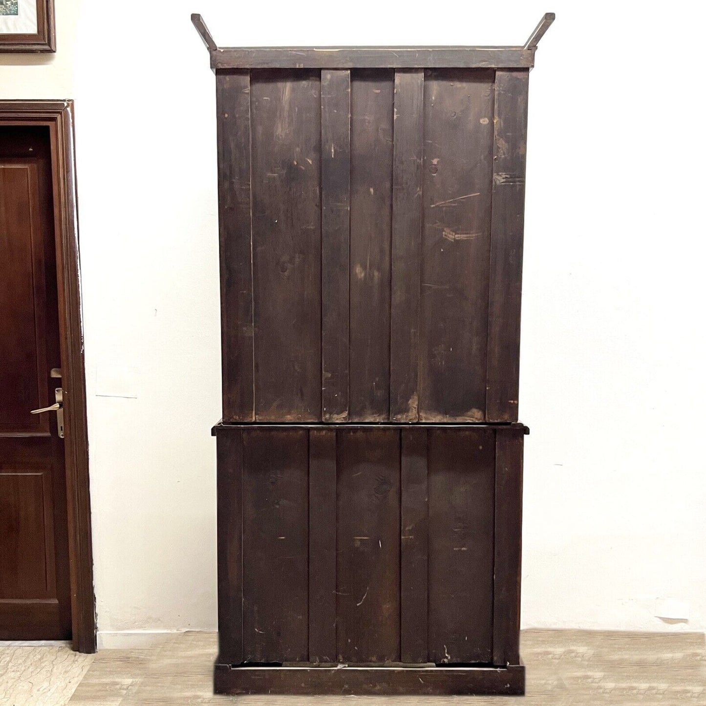 Credenza antica mobile libreria vetrina d'epoca 800 inglese in legno di mogano Categoria Vetrine