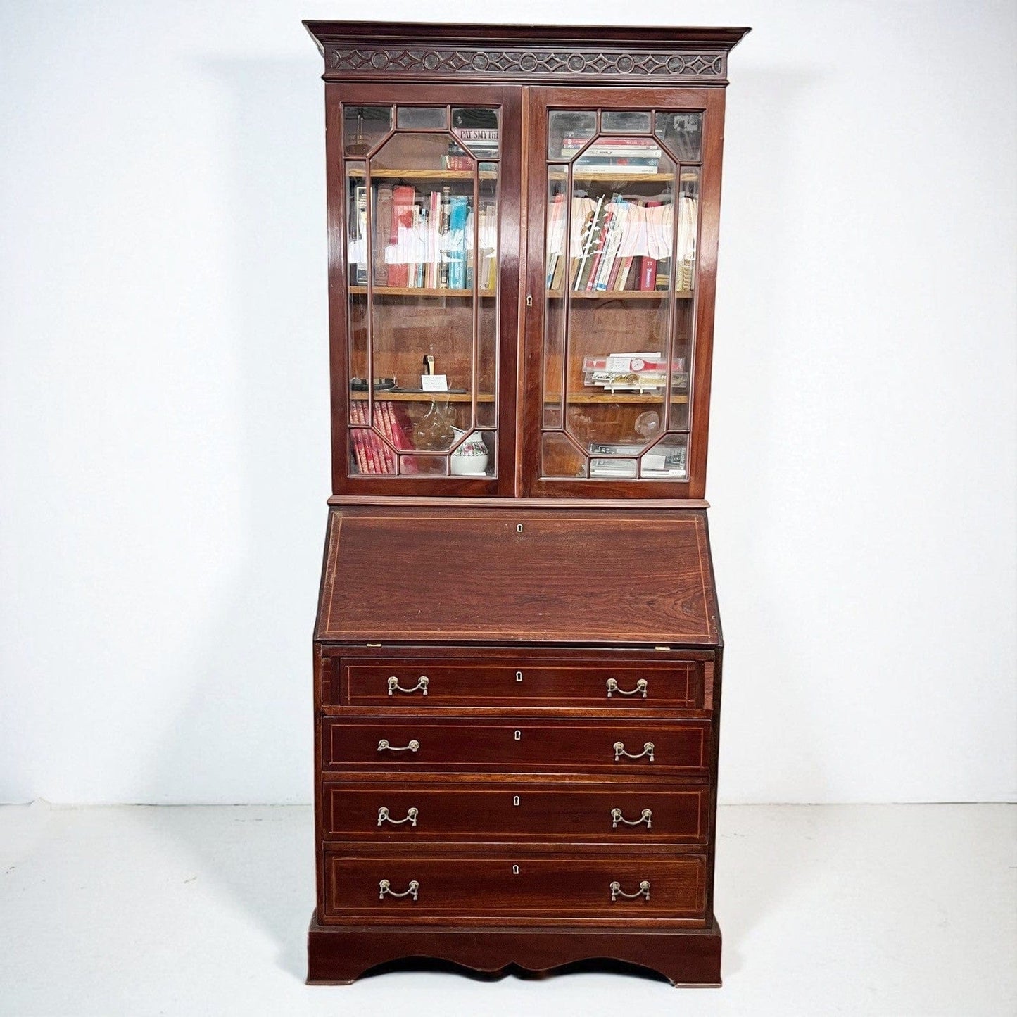 Credenza antica mobile libreria vetrina d'epoca in stile inglese 800 Trumeau Categoria Vetrine