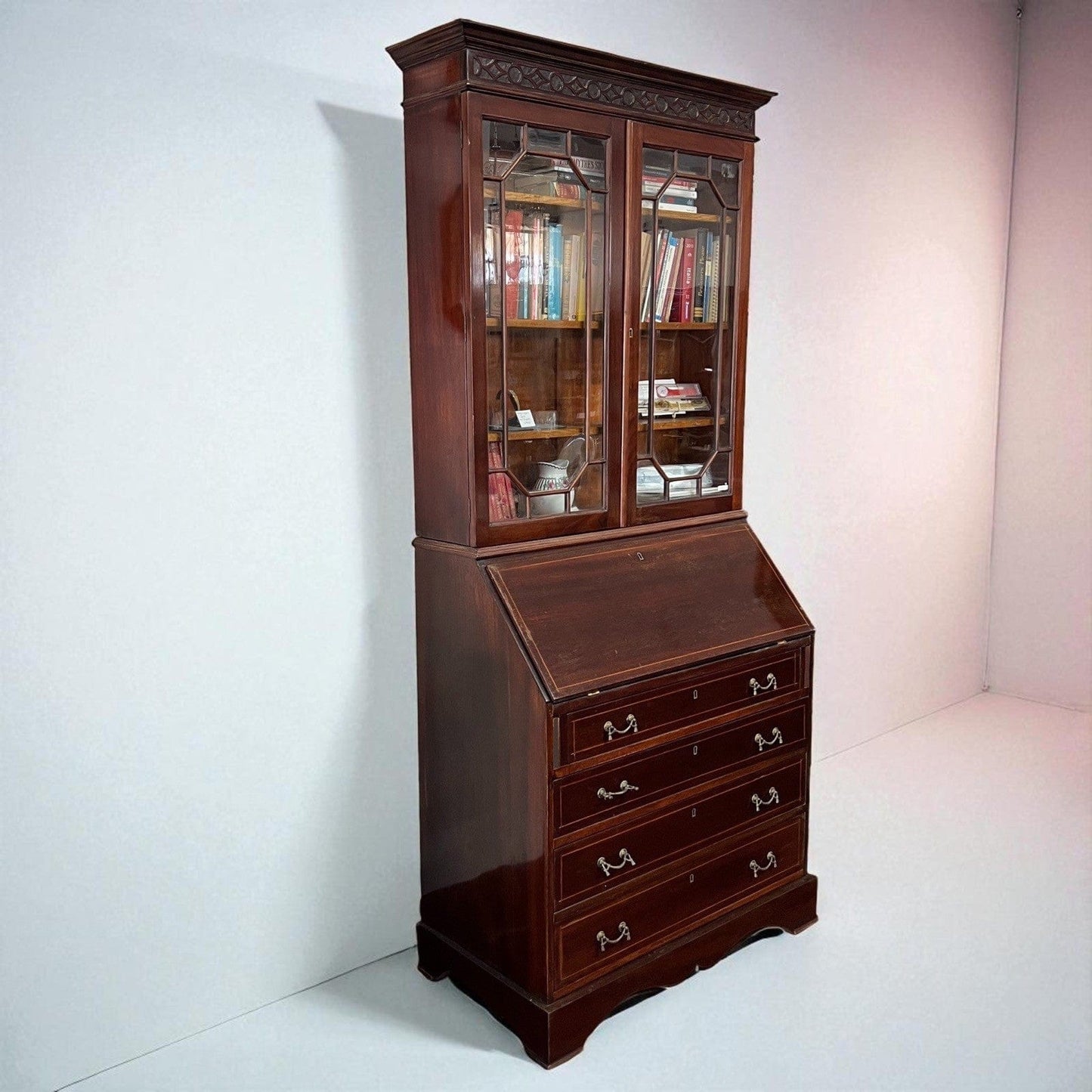 Credenza antica mobile libreria vetrina d'epoca in stile inglese 800 Trumeau Categoria Vetrine