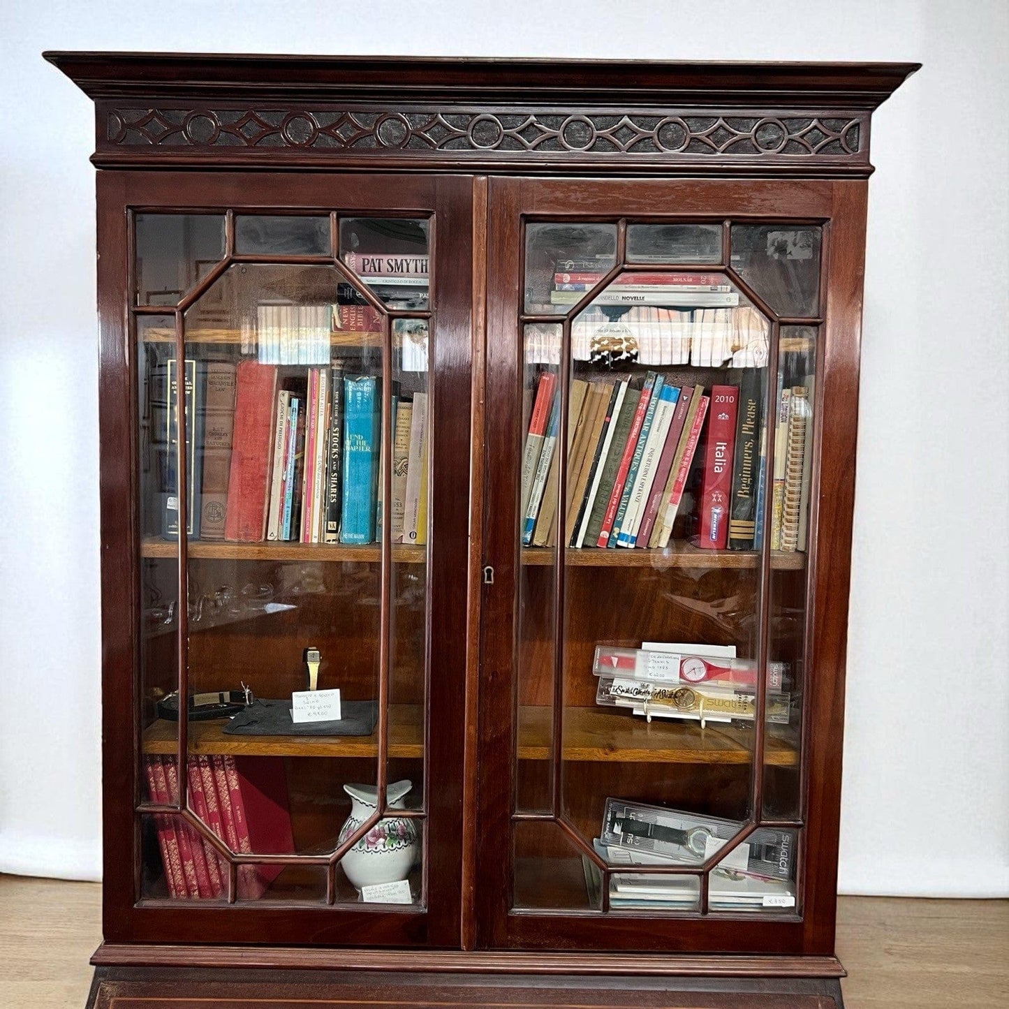 Credenza antica mobile libreria vetrina d'epoca in stile inglese 800 Trumeau Categoria Vetrine