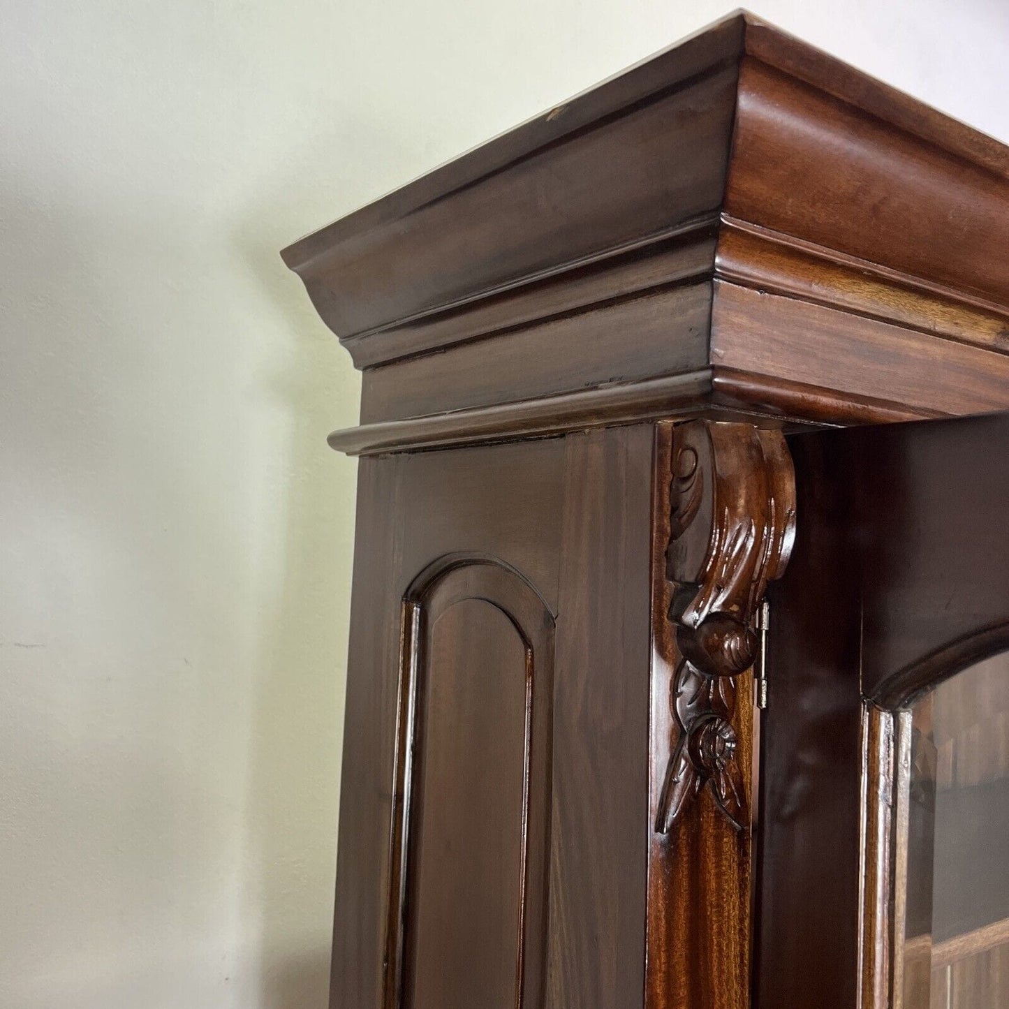 Credenza con Vetrina In stile antico 800 Mobile da salone in legno Libreria Categoria Vetrine