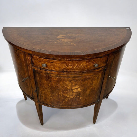 Credenza Stile antica Luigi XVI bombata intarsiata mobile Consolle Mezzaluna Categoria Servante - Servantini