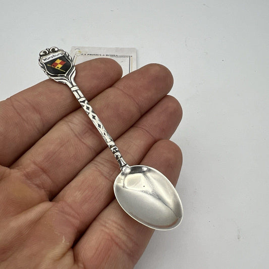 Cucchiaino da caffè Vintage Souvenir Germania Wurzburg in argento 800 anni '70 Categoria Sheffield & Argento
