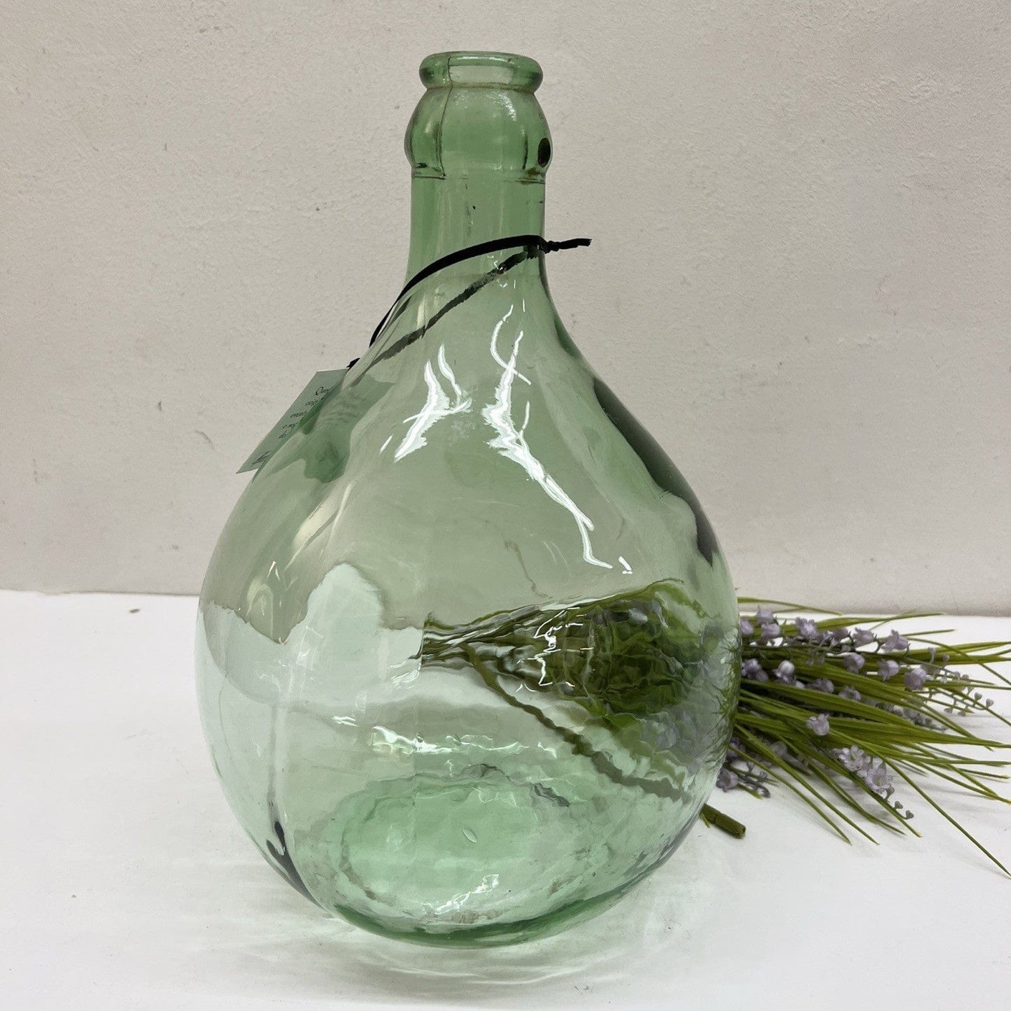 Damigiana in vetro antica da 5 Litri vecchio boccione verde chiaro per vino Categoria Vetri e Cristalli